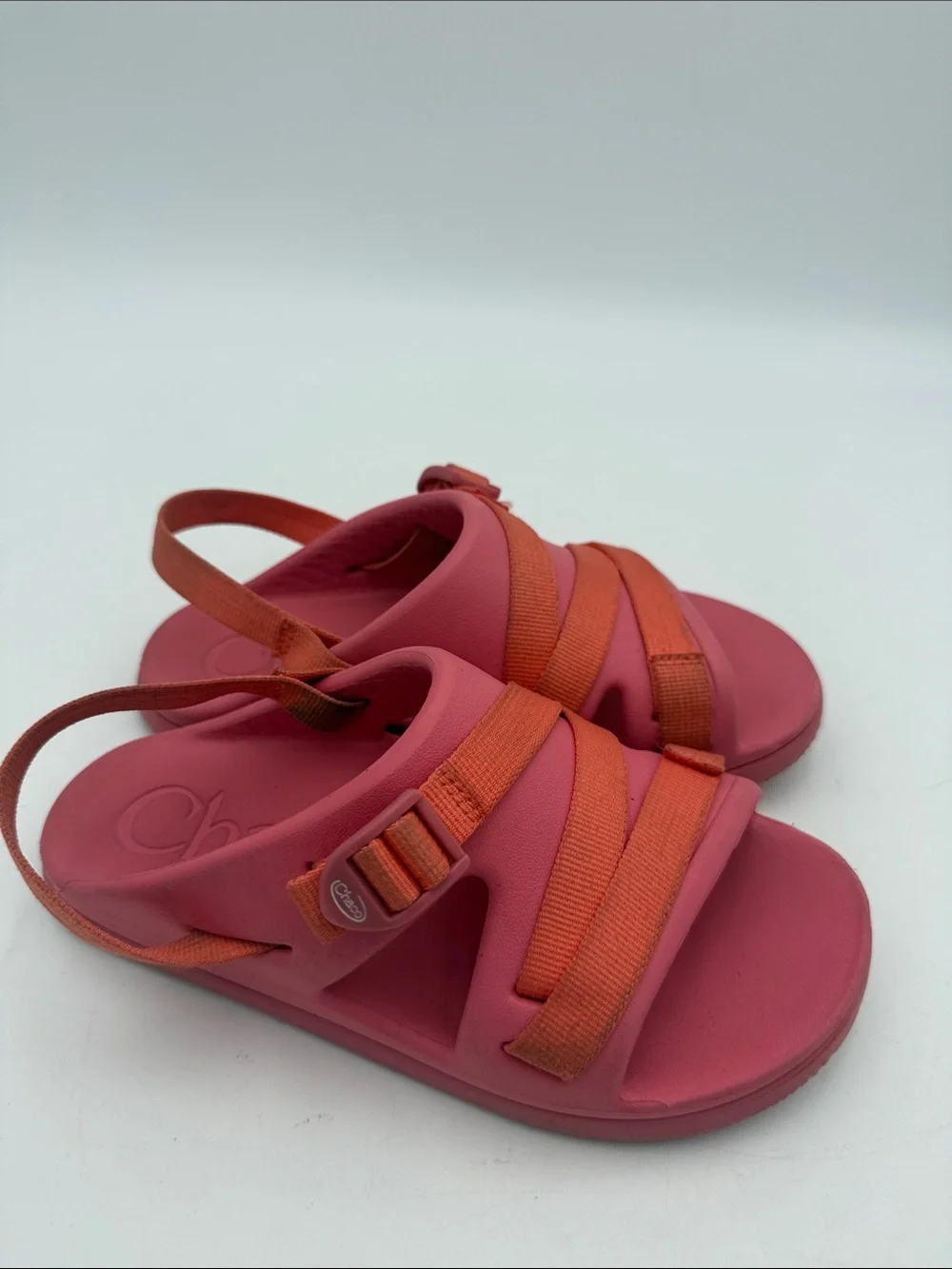 Chaco Kids Pink Sandals with Orange Straps kids 4 casual beach vacation outdoor